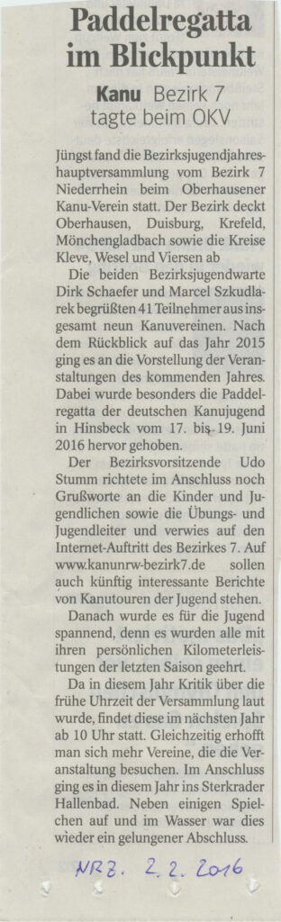 Pressebericht NRZ Bezirksjugendtag 2016