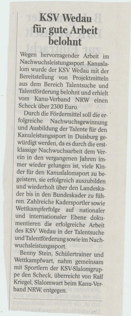 KSV Wedau Förderpreis von Kanuverb NRW 122014 001